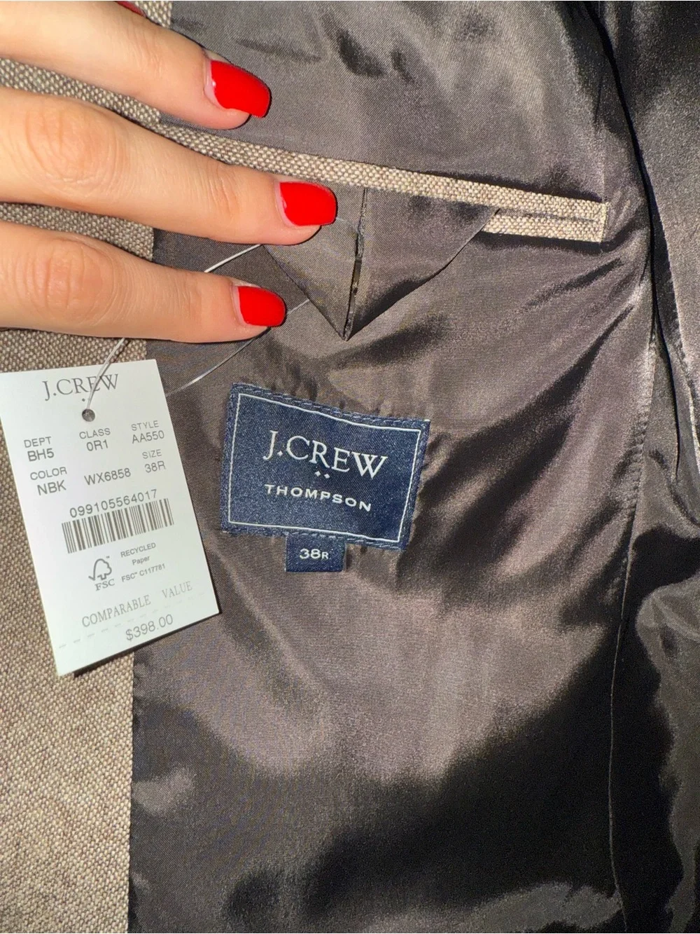 J. Crew Brown Wool Blend Men's Blazer Coat - 38R